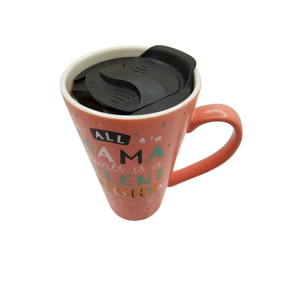 vintage flair "all mama wants is a silent night" 12oz pink coffee mug. - Picture 2 of 4